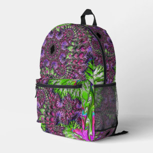 Vibrant Neon Colourful Trippy Groovy Fractal Art Printed Backpack