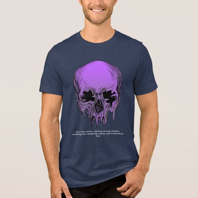 Vibrant Neon Dripping Skull Grunge Dark Unisex Tee (Front)