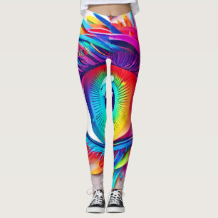 Vibrant Neon Eye Abstract Artwork Leggings