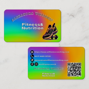 Vibrant Neon Fitness Nutrition Business Card 