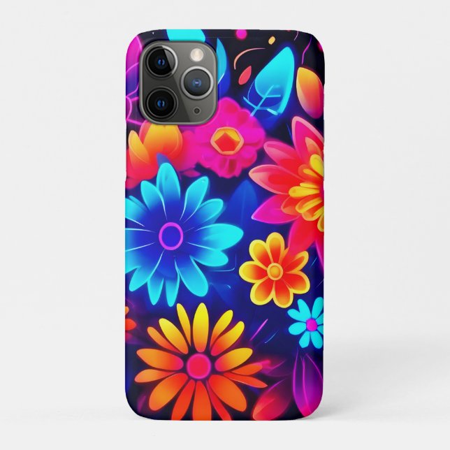 Vibrant Neon Floral Art Case-Mate iPhone Case (Back)
