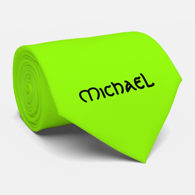 Vibrant neon fluorescent green celtic Name Tie (Rolled)