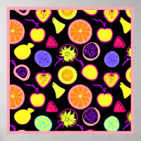 Vibrant Neon Fruits Artistry