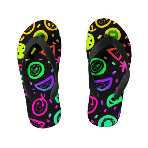 Vibrant Neon Fruits Pattern Art Kid's Flip Flops
