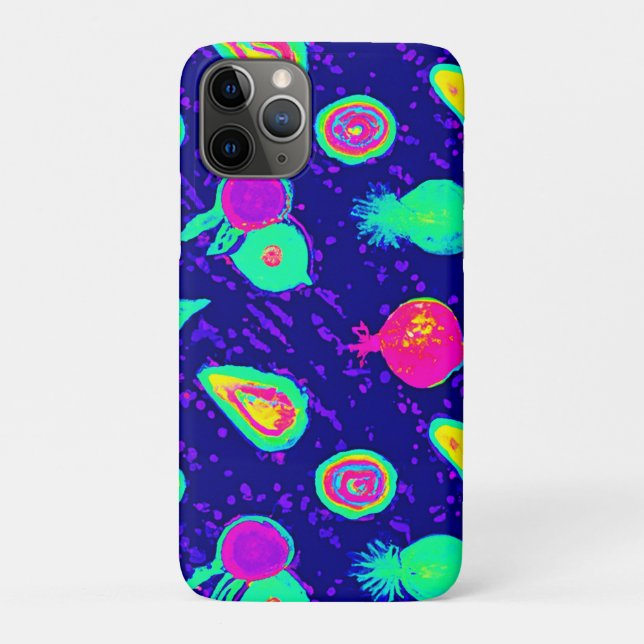 Vibrant Neon Fruits Pattern Design Case-Mate iPhone Case (Back)