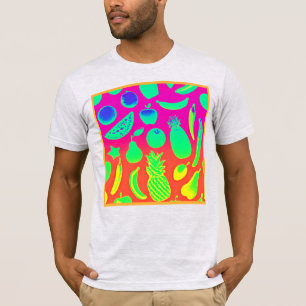 Vibrant Neon Fruits Pattern T-Shirt