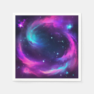 Vibrant Neon Galaxy Napkin