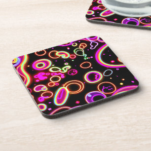 Vibrant Neon Glow Pattern Coaster