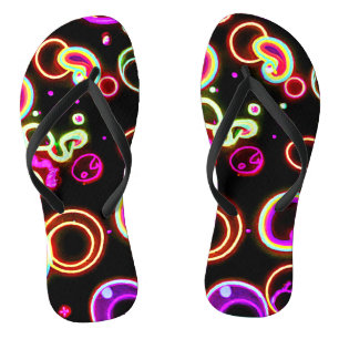 Vibrant Neon Glow Pattern Flip Flops