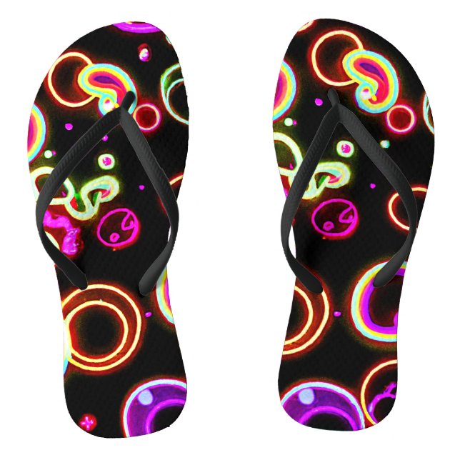 Vibrant Neon Glow Pattern Flip Flops (Footbed)