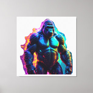 Vibrant Neon Gorilla Art Print