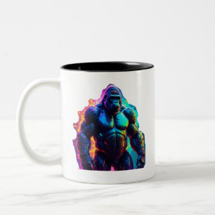Vibrant Neon Gorilla Art Print Two-Tone Coffee Mug