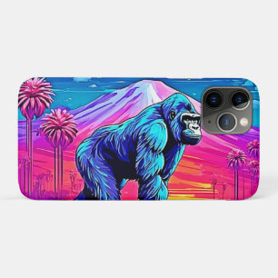Vibrant Neon Gorilla in a Surreal Jungle Scene iPhone 11 Pro Case