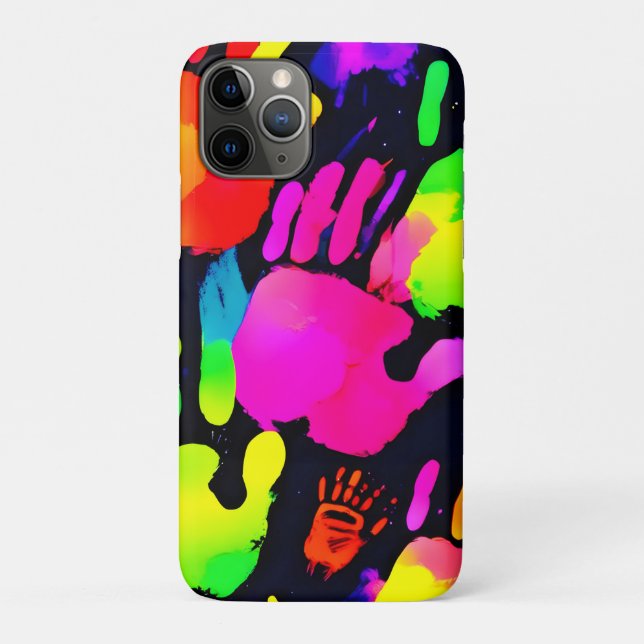 Vibrant Neon Handprint Art Case-Mate iPhone Case (Back)