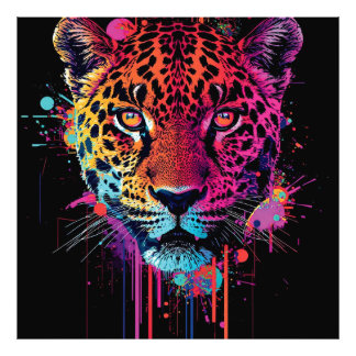 Vibrant Neon Leopard Metal Wall Art