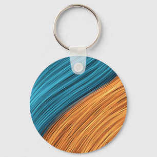 Vibrant Neon Light Strands of Blue and Orange Key Ring