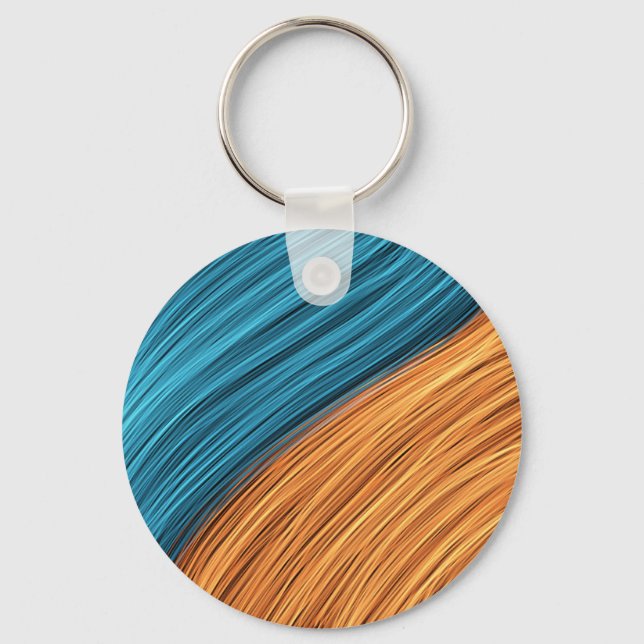 Vibrant Neon Light Strands of Blue and Orange Key Ring (Front)