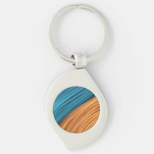 Vibrant Neon Light Strands of Blue and Orange Key Ring