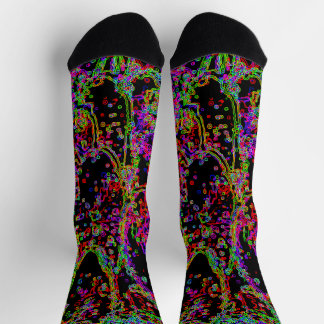 Vibrant Neon Multicolored Curvy Line Pattern Socks