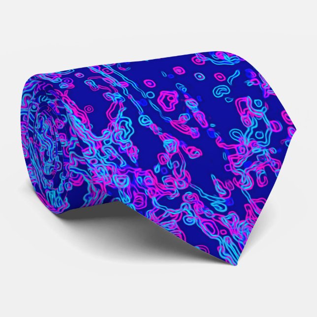 Vibrant Neon Multicolored Curvy Line Pattern Tie (Rolled)