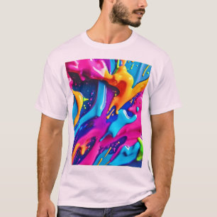 Vibrant Neon Paint Splatter Abstract T-Shirt