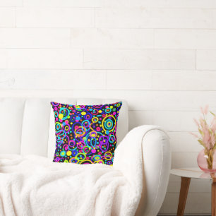 Vibrant Neon Pattern Art Design Cushion