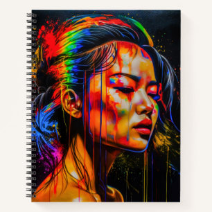 Vibrant Neon Portrait – Abstract Expressionist Art Notebook
