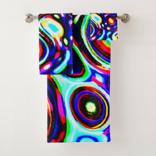 Vibrant Neon Pulse Pattern Bath Towel Set