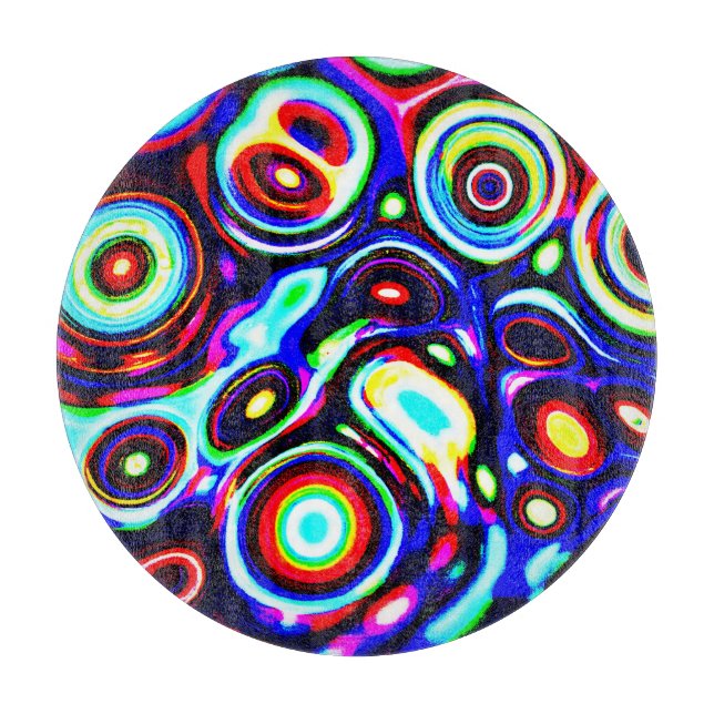 Vibrant Neon Pulse Pattern Cutting Board (Front)