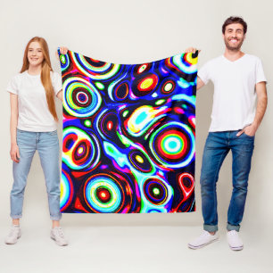 Vibrant Neon Pulse Pattern Fleece Blanket