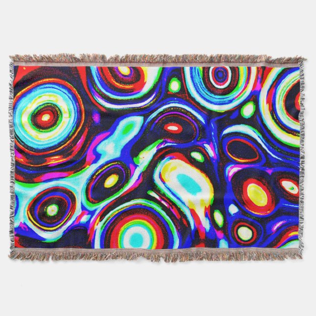 Vibrant Neon Pulse Pattern Throw Blanket (Front)