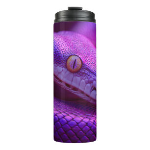 Vibrant Neon Purple Snake Portrait in Striking Mac Thermal Tumbler