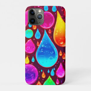 Vibrant Neon Raindrops Art iPhone 11 Pro Case