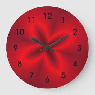 Vibrant Neon Red Flower Large Clock