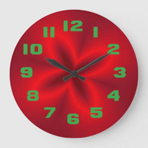 Vibrant Neon Red Flower Large Clock