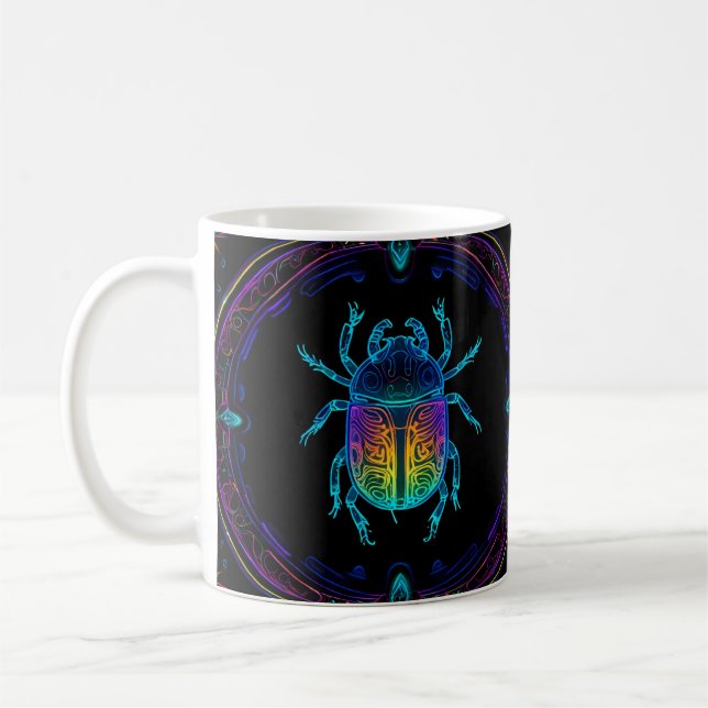  Vibrant Neon Scarab  Coffee Mug (Left)