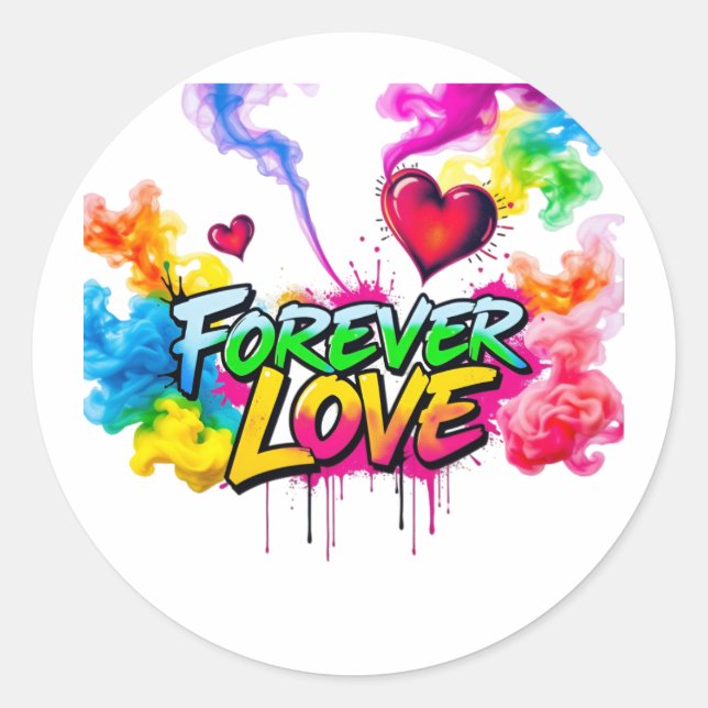 Vibrant Neon Smoke Graffiti Classic Round Sticker (Front)