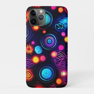 Vibrant Neon Spiral and Dot Art iPhone 11 Pro Case