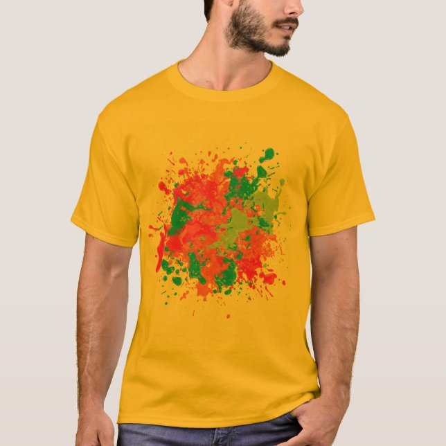 Vibrant Neon Splash Abstract Art T-Shirt (Front)