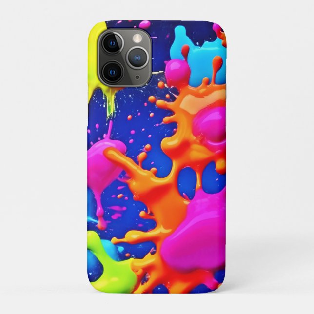 Vibrant Neon Splashes on Dark Canvas Case-Mate iPhone Case (Back)