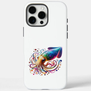 Vibrant Neon Squid – Glowing Colorful Deep Sea Cre iPhone 16 Pro Max Case