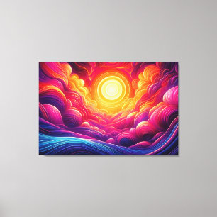 Vibrant Neon Sunset Canvas Print