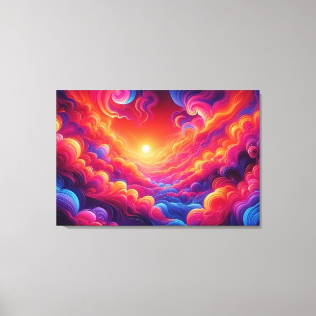 Vibrant Neon Sunset Canvas Print (Front)