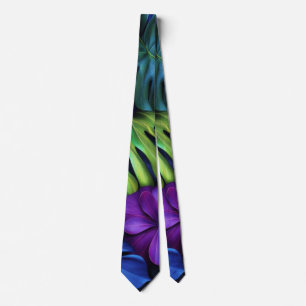 Vibrant Neon Tropical Monstera Leaves Background Tie