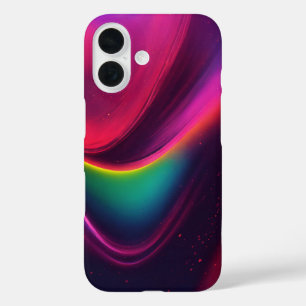 Vibrant Neon Wave Abstract Colourful Art Design iPhone 16 Case