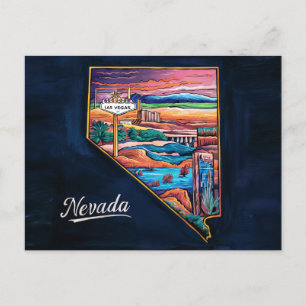 Vibrant Nevada Map Art Postcard