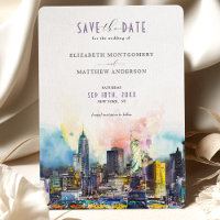 Vibrant New York Save the Date Skyline
