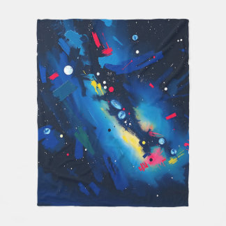 Vibrant Night Sky Abstract Fleece Blanket