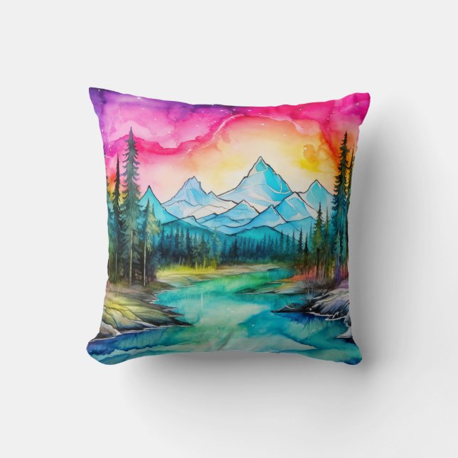 Vibrant Night Sky After Midnight Cushion (Front)