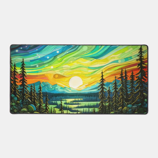 Vibrant Night Sky At Sunset Desk Mat (Front)